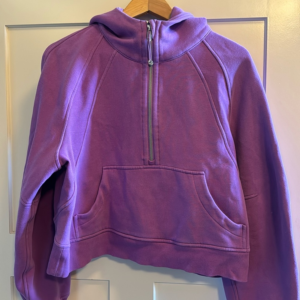 Lululemon scuba oversized half zip hooded sweatshirt in purple, size XS/S